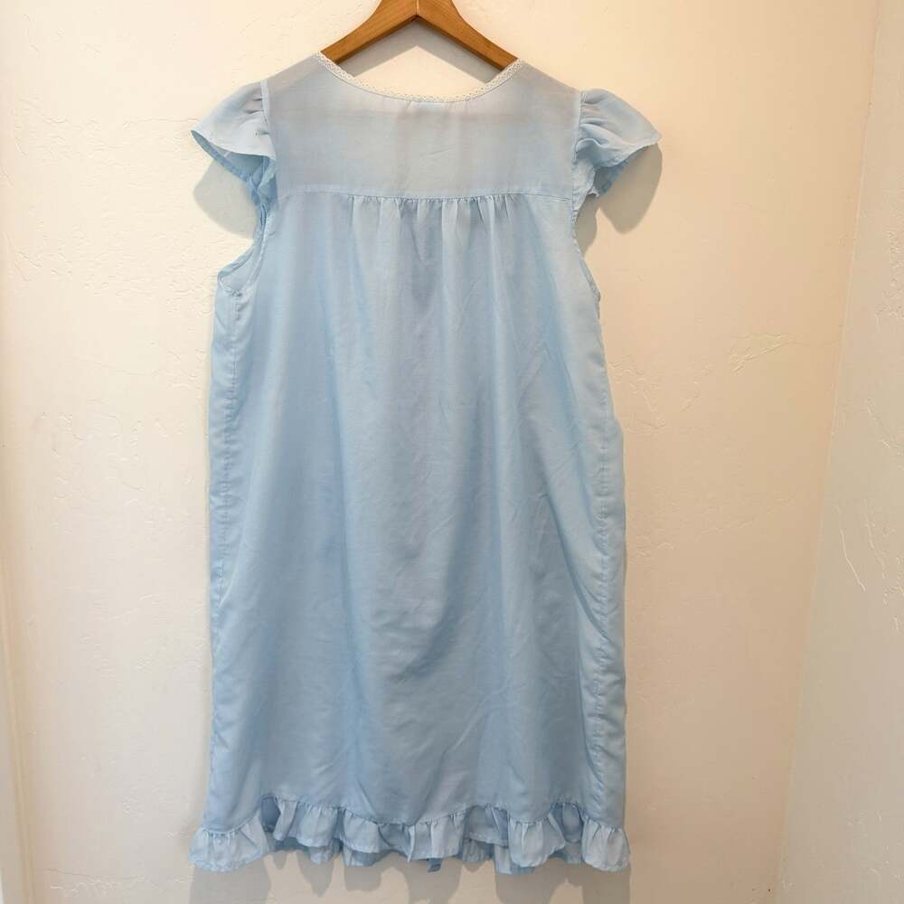 Vintage CottageCore Light Baby Blue Prairie Dress Womens Large Embroidered - Picture 5 of 6